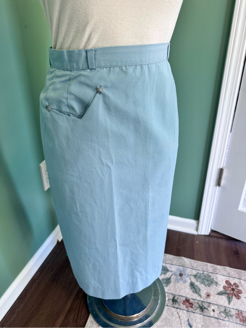 Vintage Light Blue Pencil Skirt